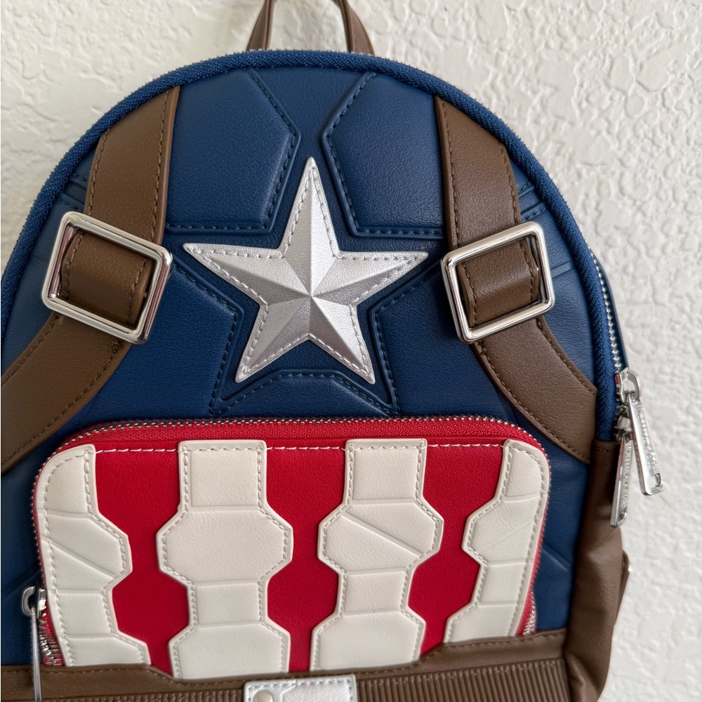 RARE Loungefly Marvel Captain America Cosplay Mini Backpack Avengers Shield Bag - Picture 3 of 12